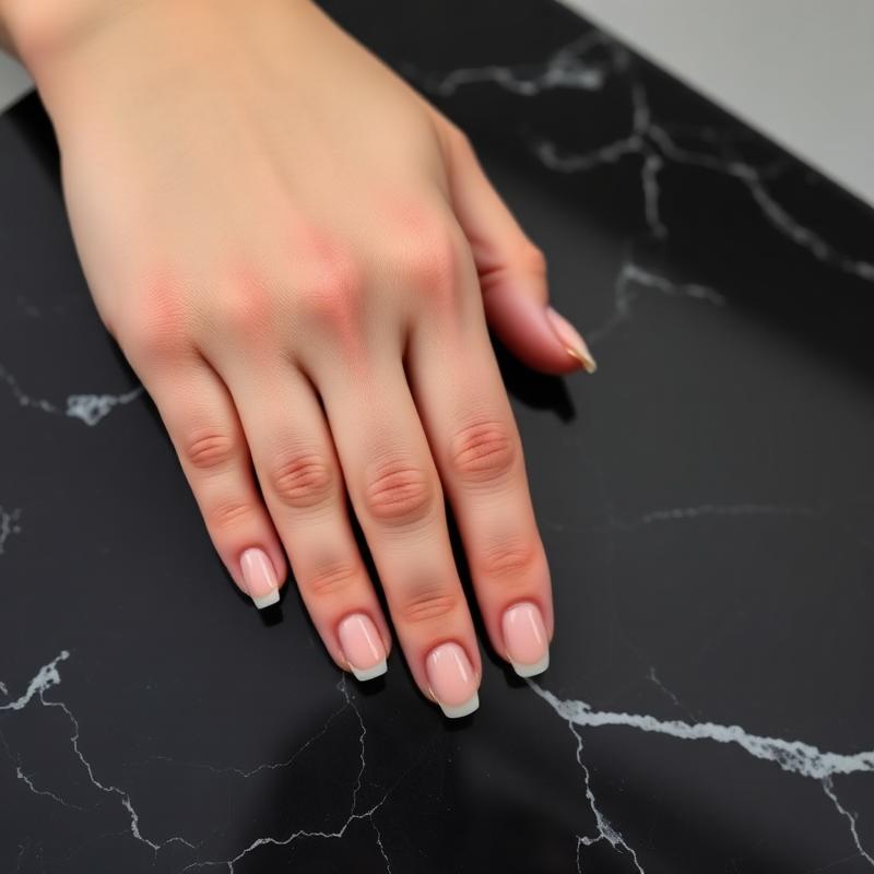 Short square natural nude manicure